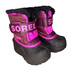 SOREL Girls 5 Boots Snow Pink Commander Insulated Waterproof Toddler Baby Winter